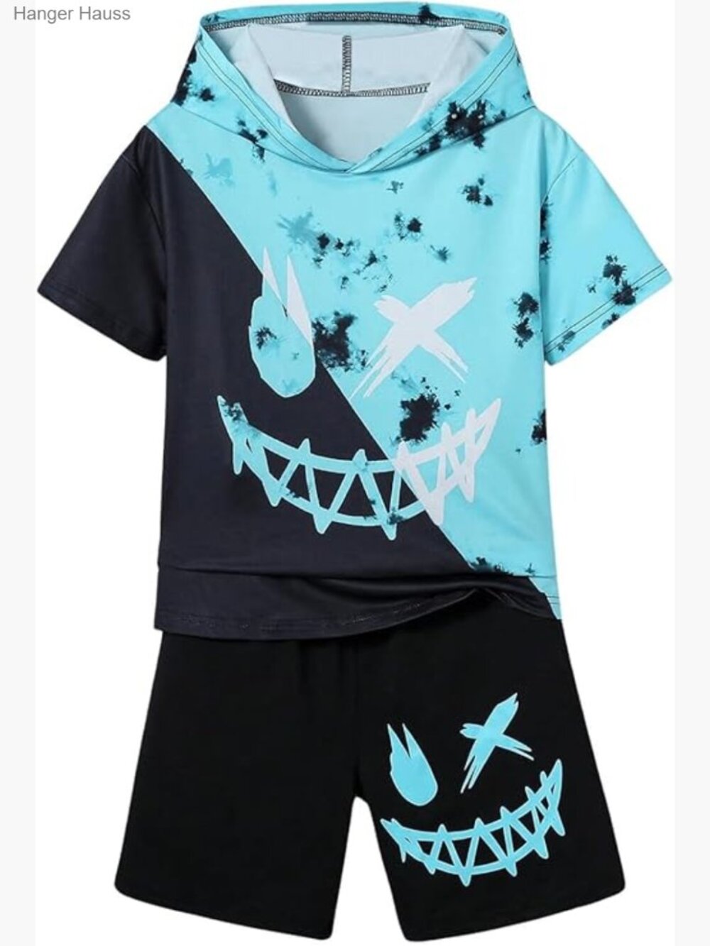 Boys 2 Piece Graphic Hoodie & Shorts Set Size 9 Lightweight Polyester